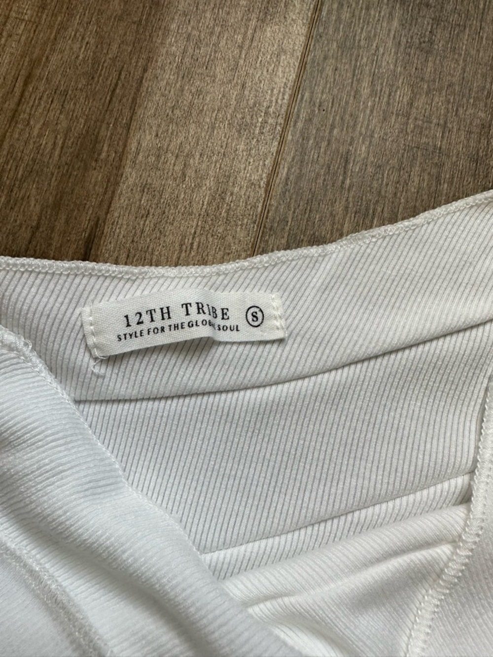 12th Tribe White Ribbed One-Shoulder Top - Picture 2 of 2